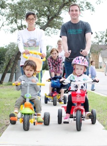 Kai and Piper and Nicco on bikes 03.14.14